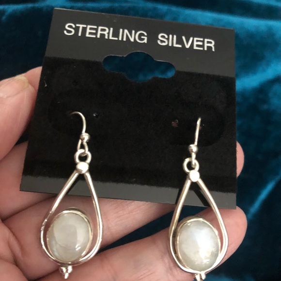 Moonstone & Sterling Silver French Hook Earrings NWT - Picture 2 of 8